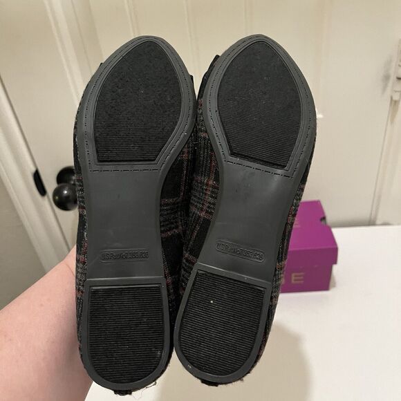 Rampage Ram Brice Black Gray Plaid Flats Bow Pointed Toe Slip On Womens 6.5M - Picture 9 of 9
